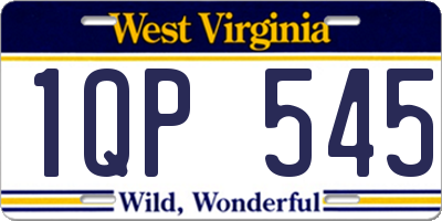 WV license plate 1QP545