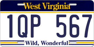 WV license plate 1QP567