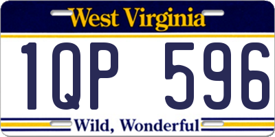 WV license plate 1QP596
