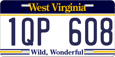 WV license plate 1QP608