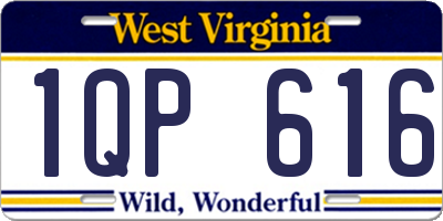 WV license plate 1QP616