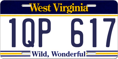 WV license plate 1QP617