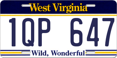 WV license plate 1QP647