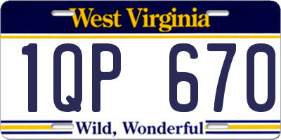 WV license plate 1QP670