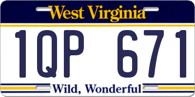 WV license plate 1QP671