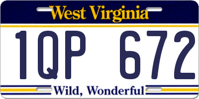WV license plate 1QP672