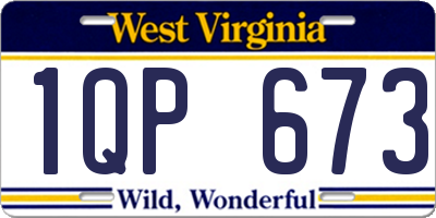 WV license plate 1QP673