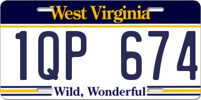 WV license plate 1QP674