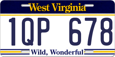 WV license plate 1QP678