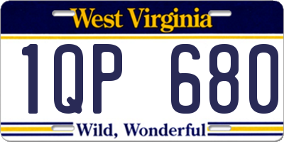 WV license plate 1QP680