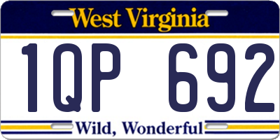 WV license plate 1QP692