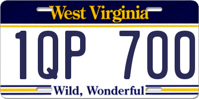 WV license plate 1QP700