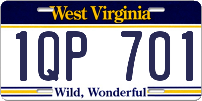 WV license plate 1QP701