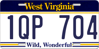 WV license plate 1QP704