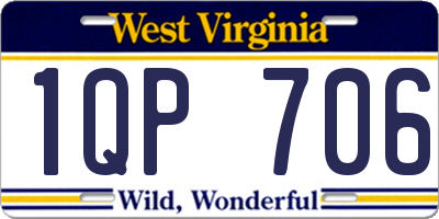 WV license plate 1QP706