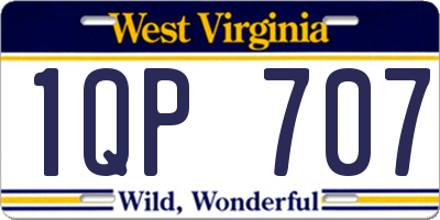 WV license plate 1QP707