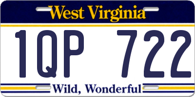 WV license plate 1QP722