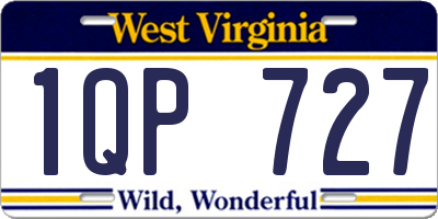 WV license plate 1QP727