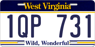 WV license plate 1QP731