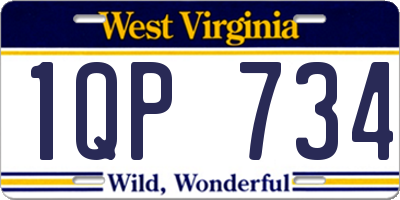 WV license plate 1QP734