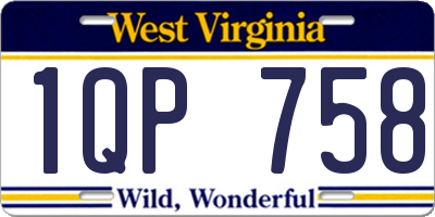 WV license plate 1QP758
