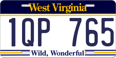 WV license plate 1QP765