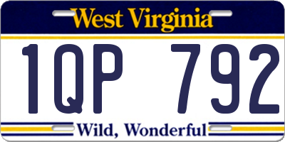 WV license plate 1QP792