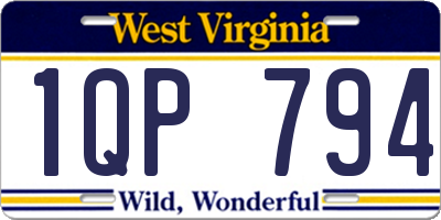 WV license plate 1QP794