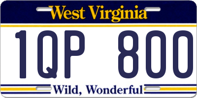 WV license plate 1QP800