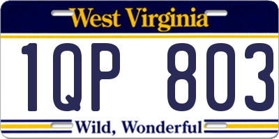 WV license plate 1QP803