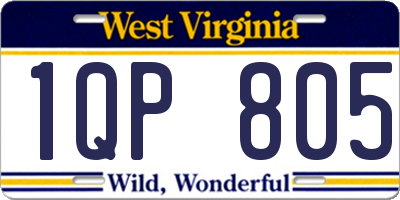 WV license plate 1QP805