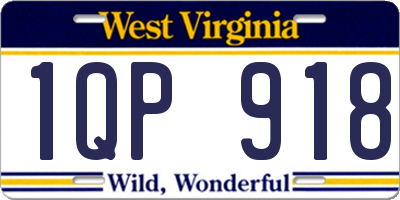 WV license plate 1QP918