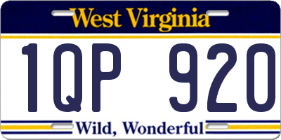 WV license plate 1QP920