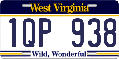 WV license plate 1QP938