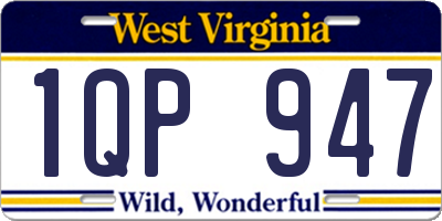 WV license plate 1QP947