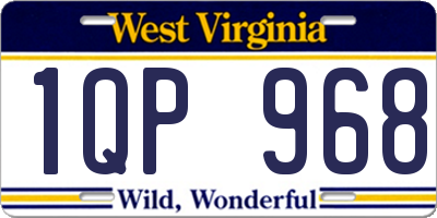 WV license plate 1QP968