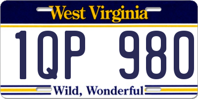 WV license plate 1QP980