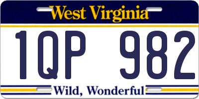 WV license plate 1QP982