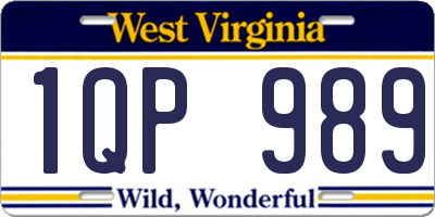WV license plate 1QP989