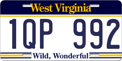 WV license plate 1QP992