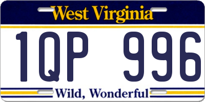 WV license plate 1QP996