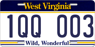 WV license plate 1QQ003