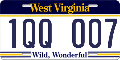 WV license plate 1QQ007