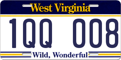 WV license plate 1QQ008