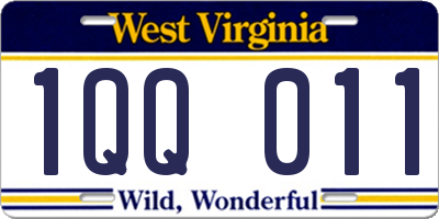 WV license plate 1QQ011