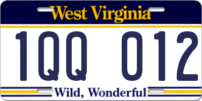 WV license plate 1QQ012