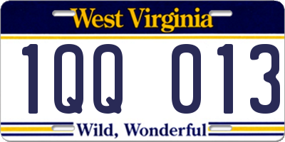 WV license plate 1QQ013