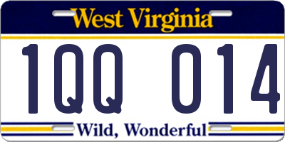 WV license plate 1QQ014