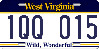 WV license plate 1QQ015