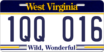 WV license plate 1QQ016